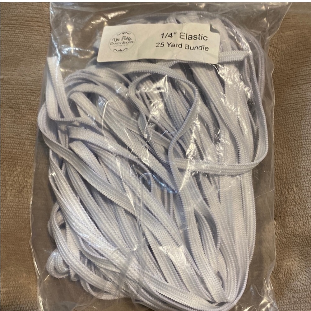 1/4” elastic cord 25 yards White